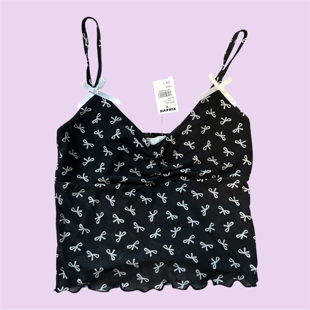 NEW Bow print mesh cami top